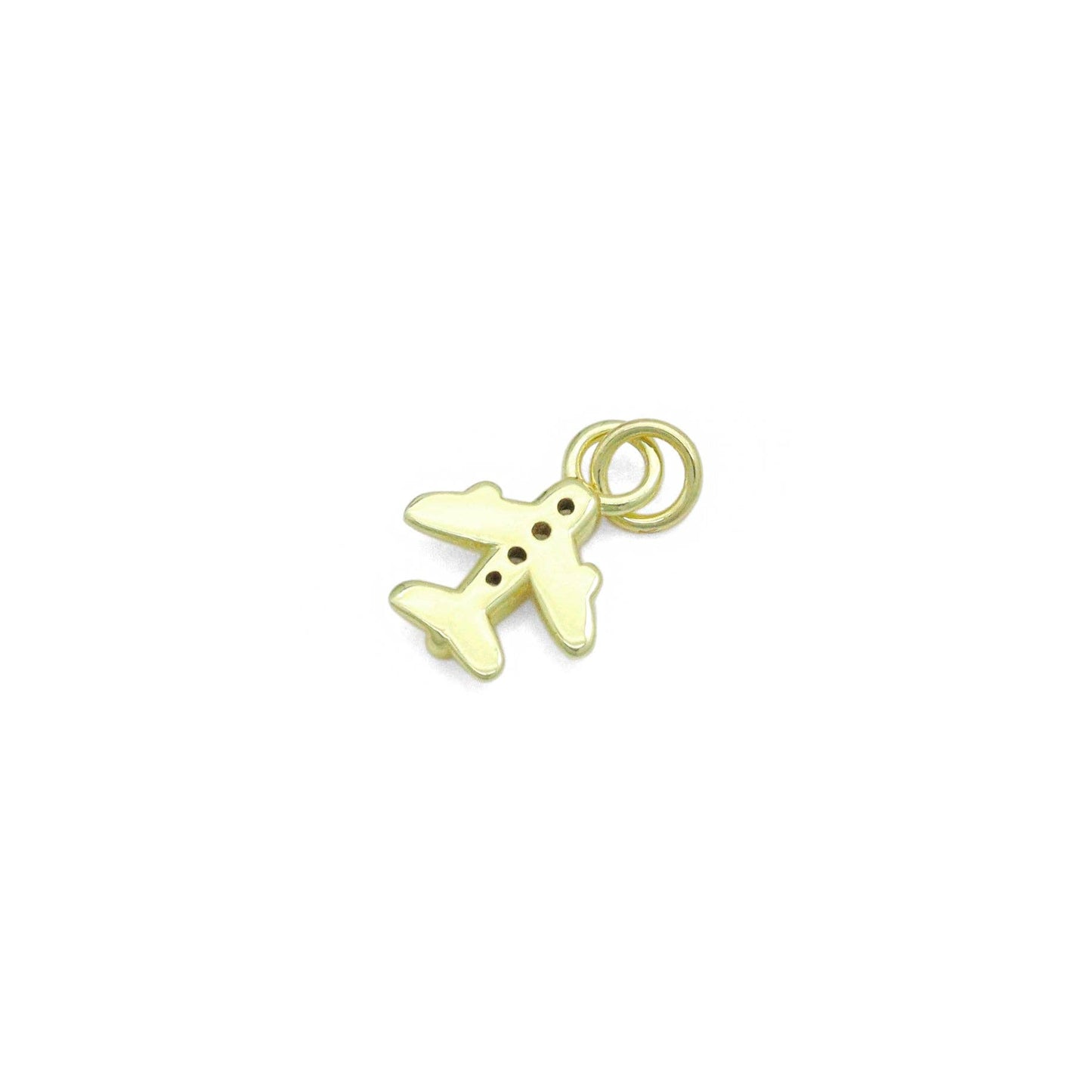 Cute Clear CZ Gold Silver Airplane Charm Pendant,Sku#A488