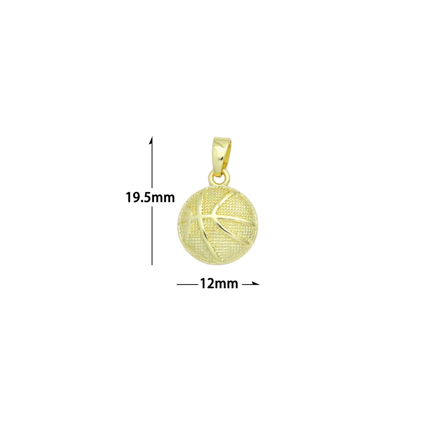 Gold Basketball Charm Pendant,Sku#LX852