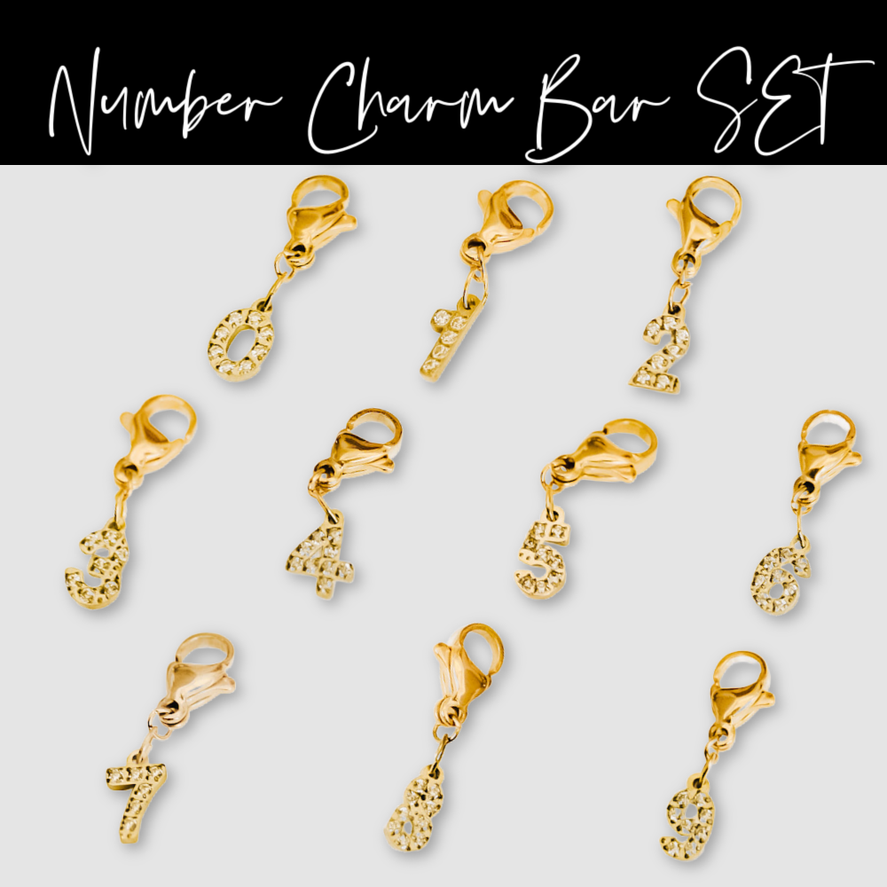 Number Charm Bar Chanelle Charms - WATERPROOF