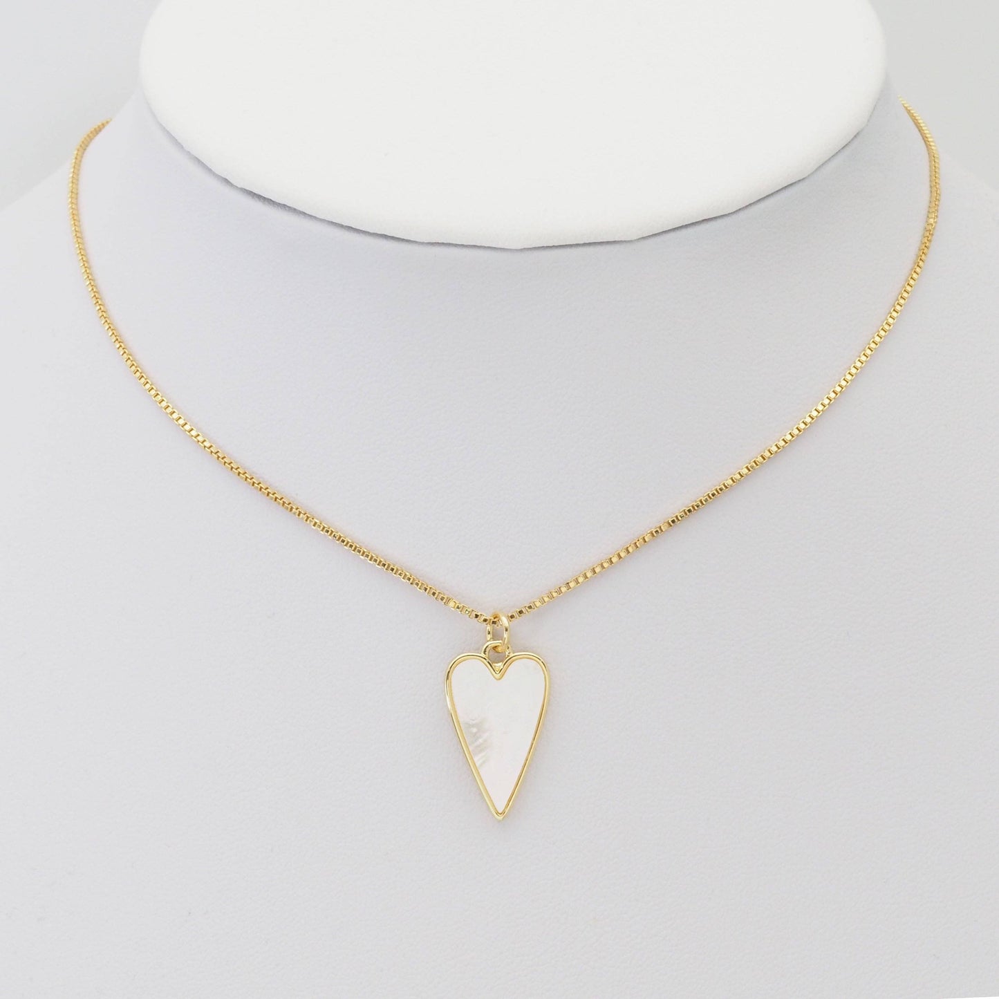 Gold Mother of Pearl Heart Charm, Sku#LK820