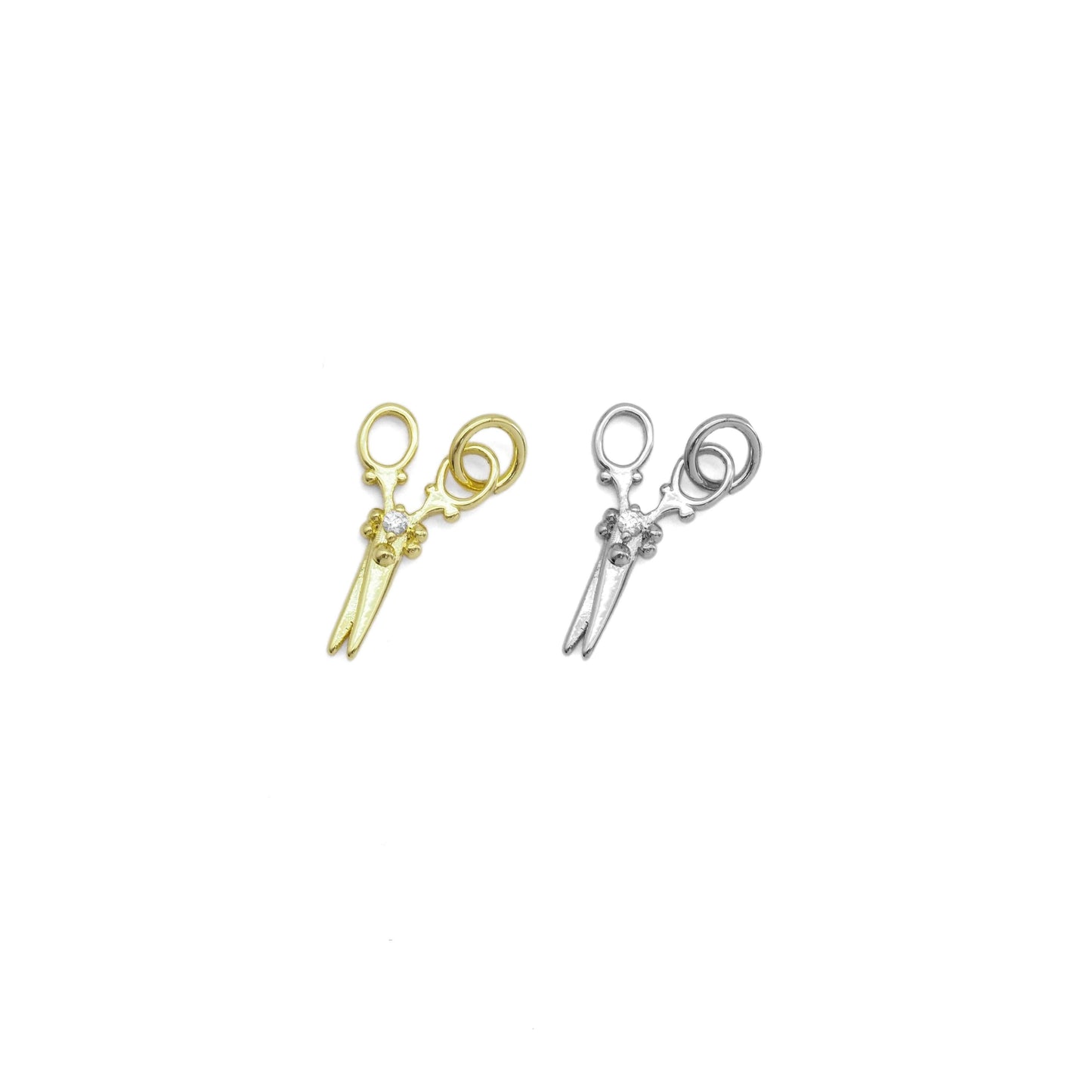 CZ Gold Scissor Charm