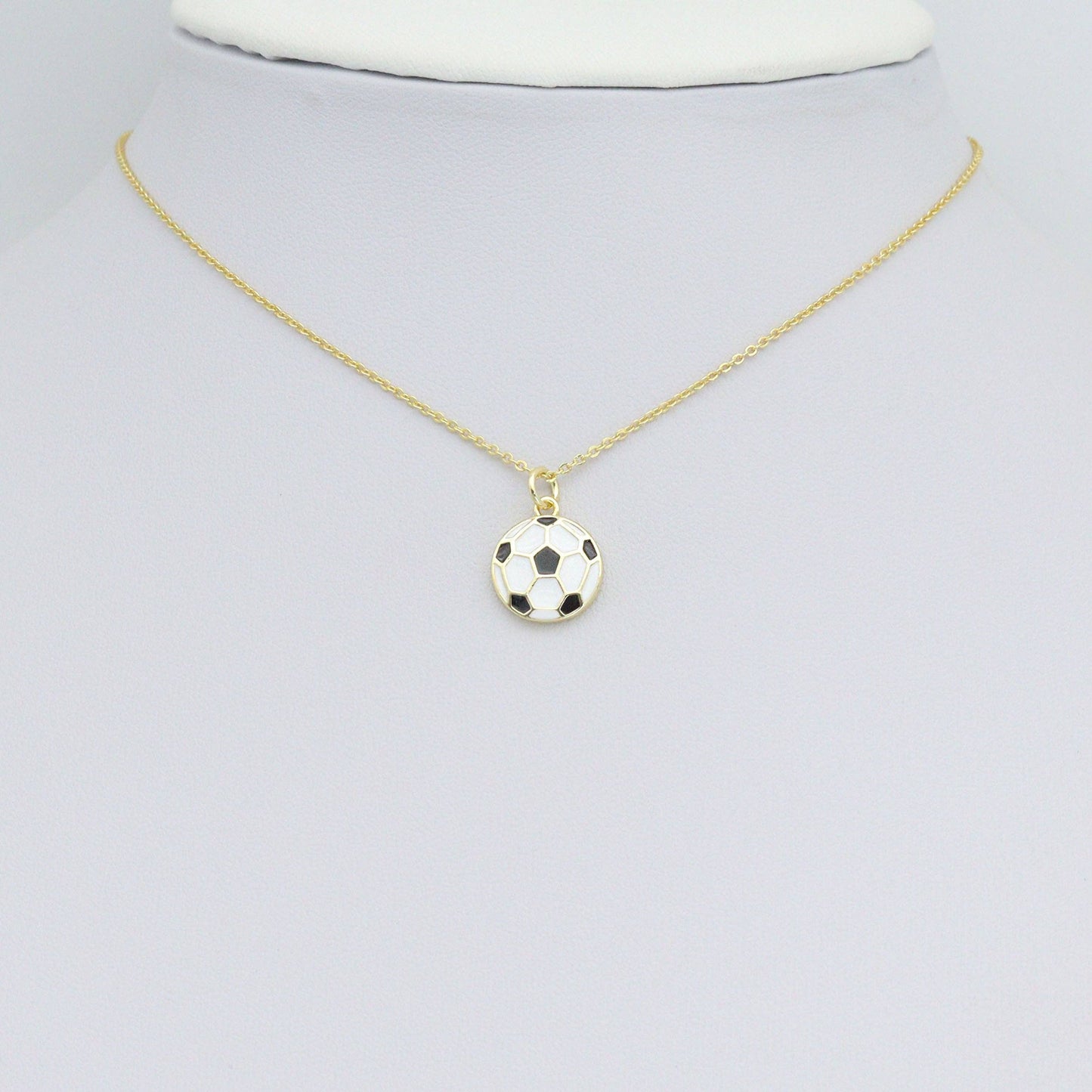 White Black Enamel Soccer Ball Charm Pendant,Sku#LX853