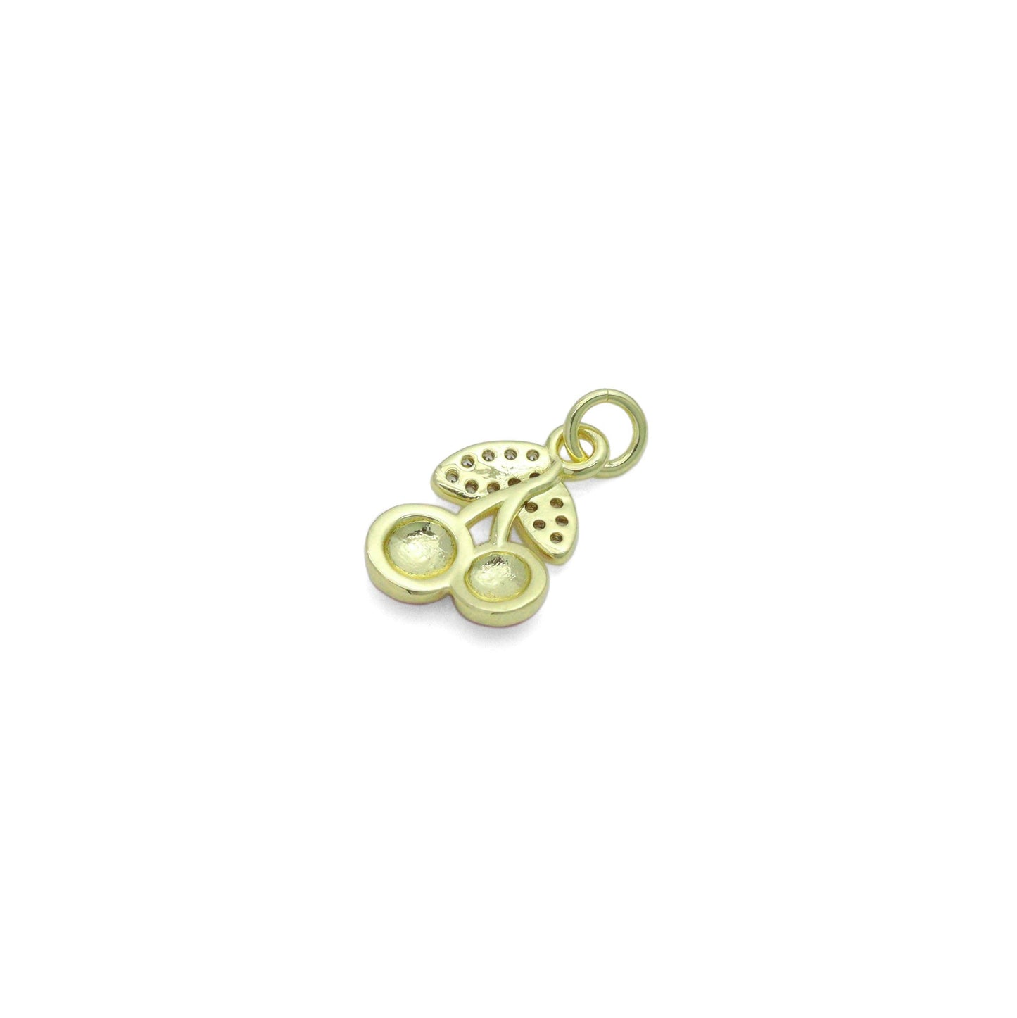 Clear CZ Red Enamel Gold Cherry Charm Pendant,Sku#LK1221