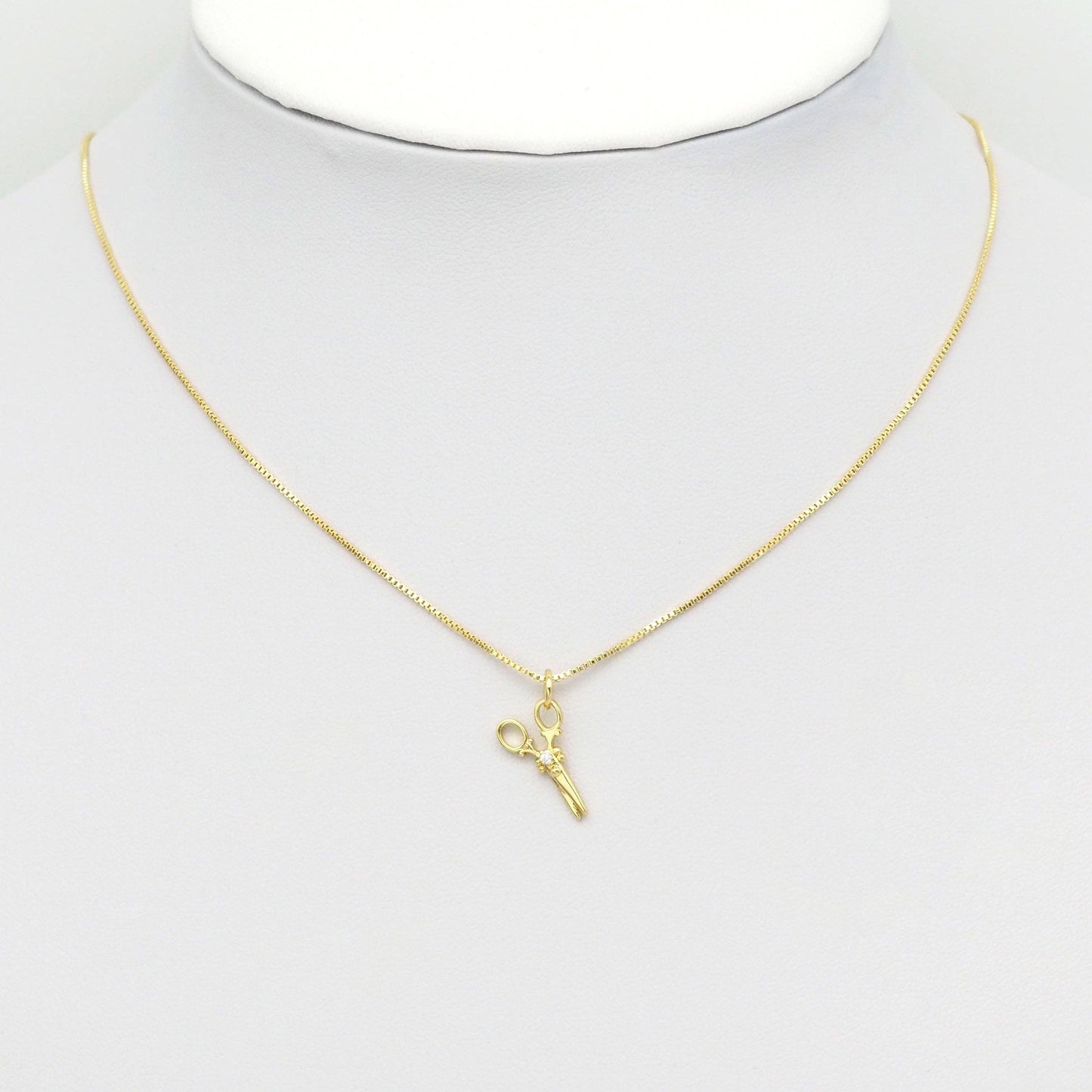 CZ Gold Scissor Charm