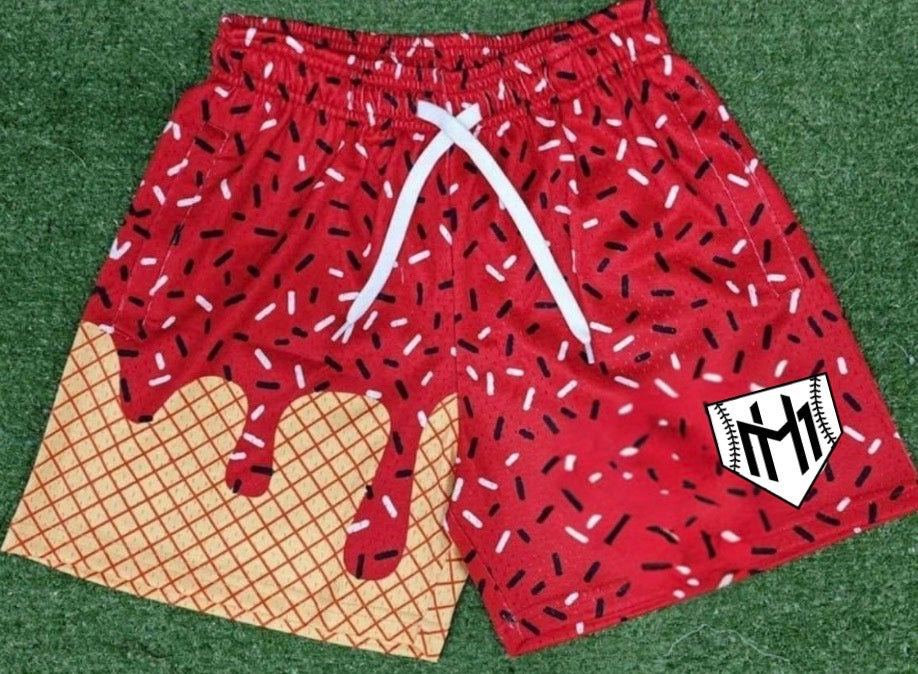 Red Ice Cream Shorts