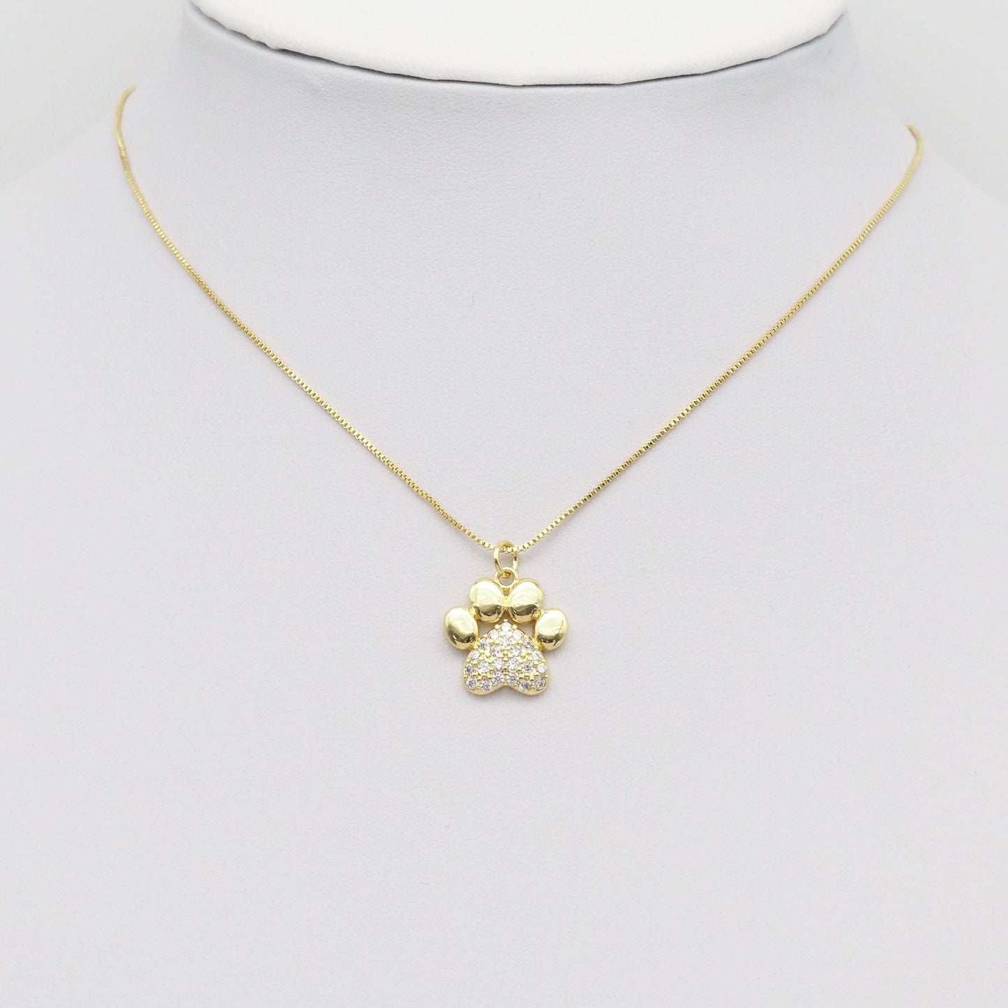 Gold Silver CZ Paw Print Charm, Sku#LK908