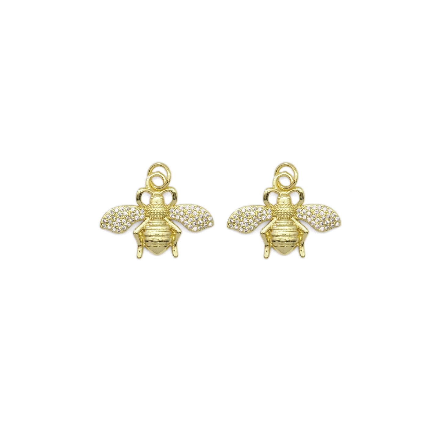 Clear CZ Gold French Bee Charm, Sku#LX316