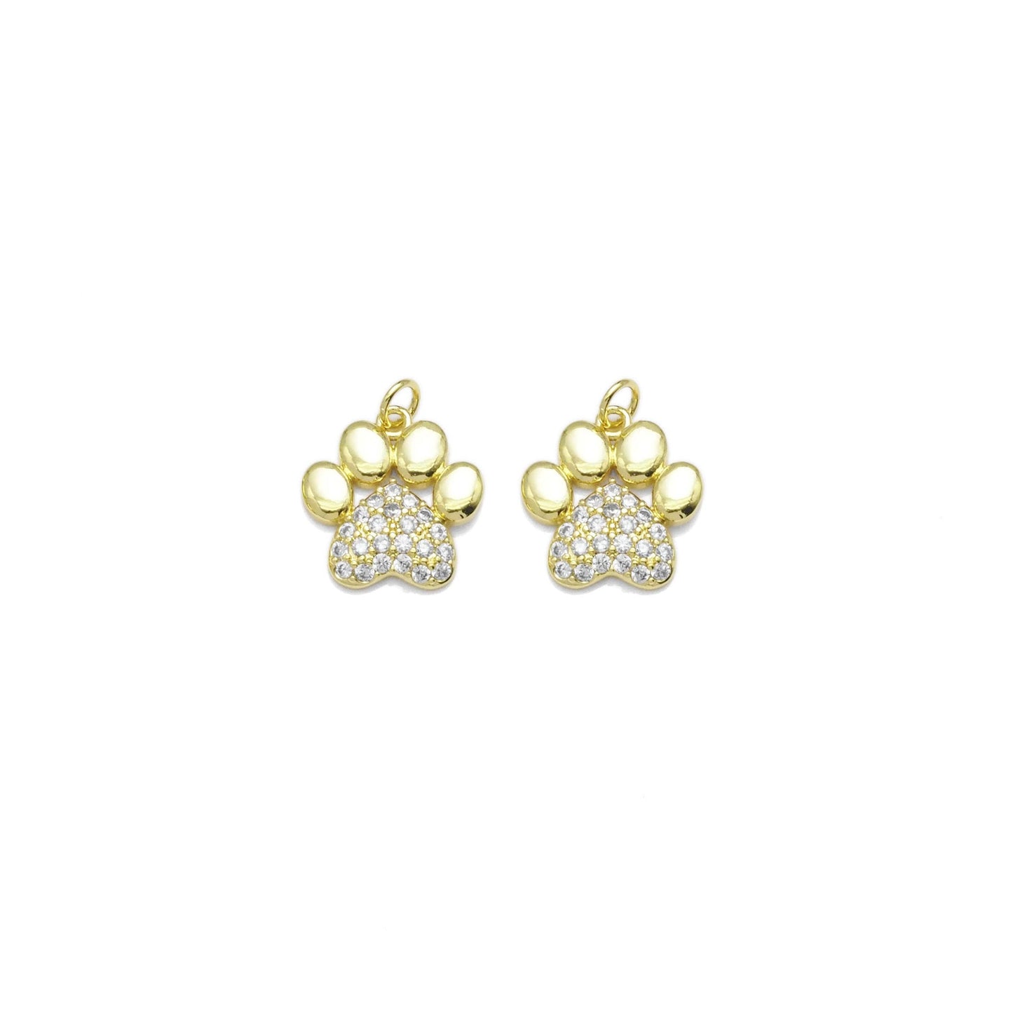 Gold Silver CZ Paw Print Charm, Sku#LK908