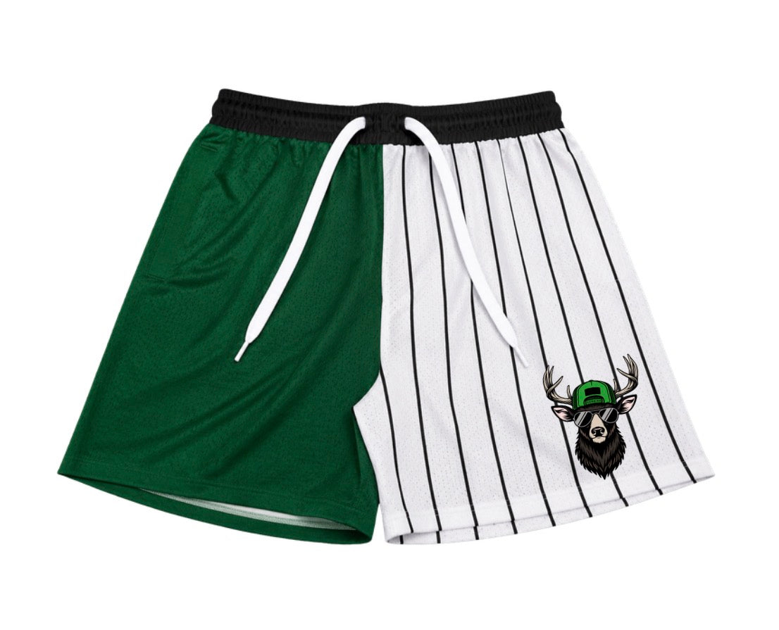 Two toned pinstripe shorts