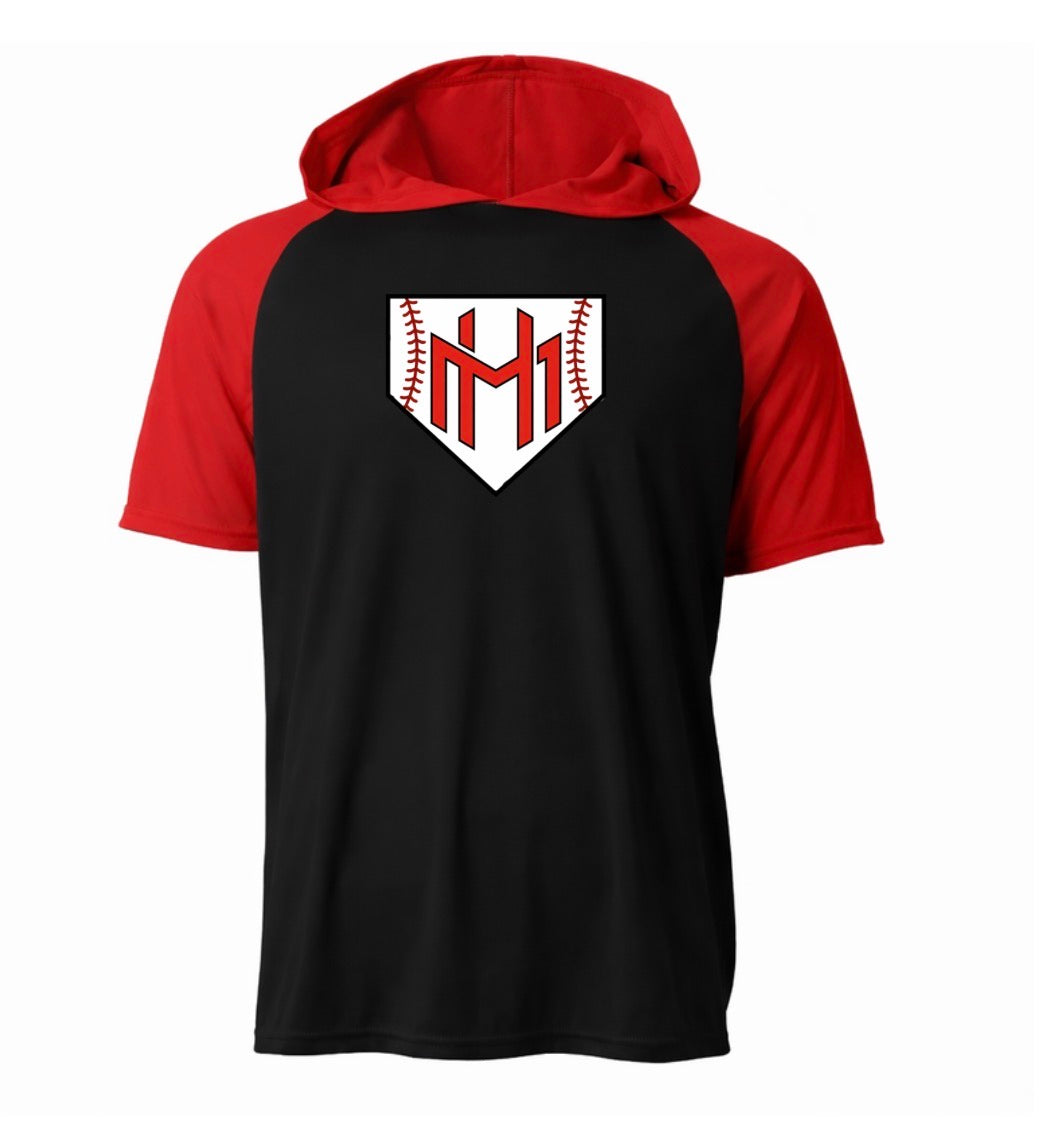 Black/Red large logo hooded top
