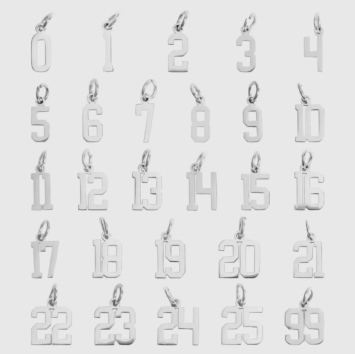 Silver Stainless Steel Dainty Number Charm Necklace