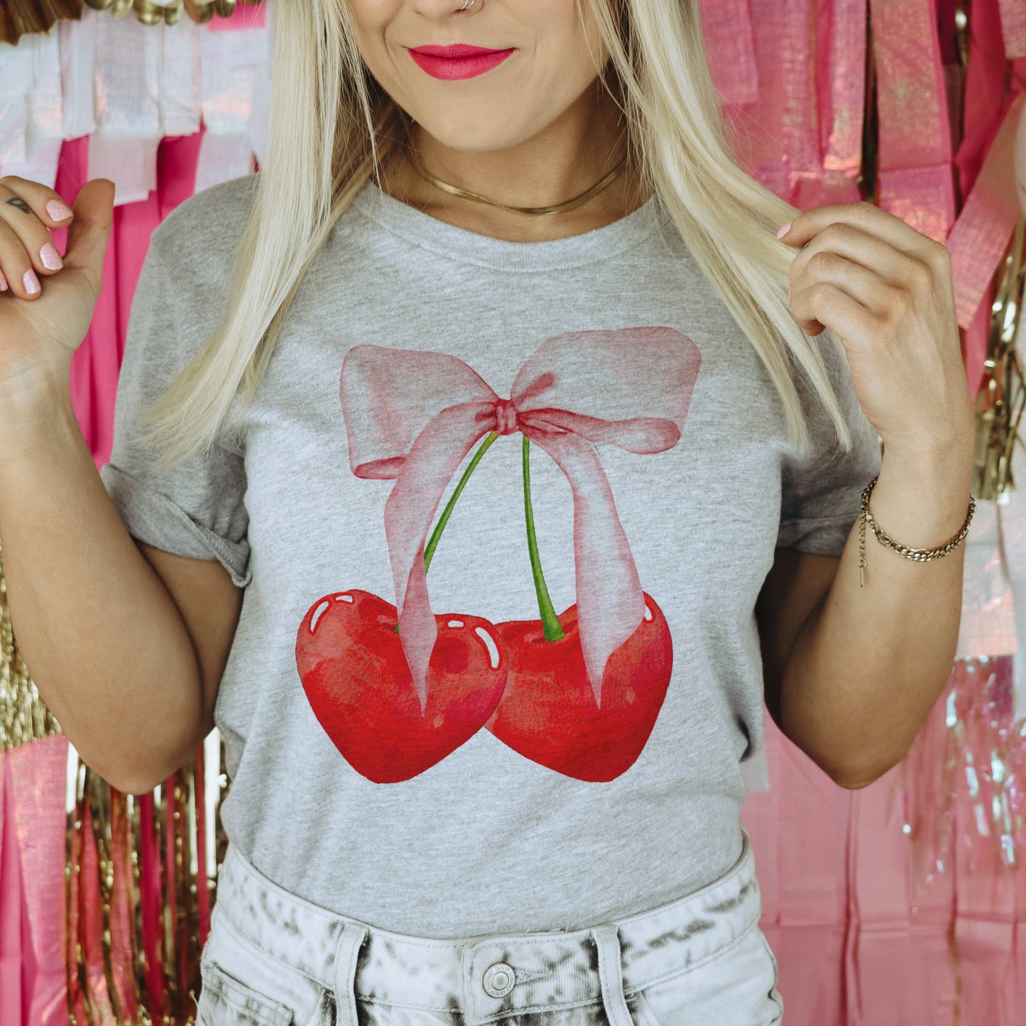 Cherry Valentine T-Shirt coquette Heart Valentine Tee