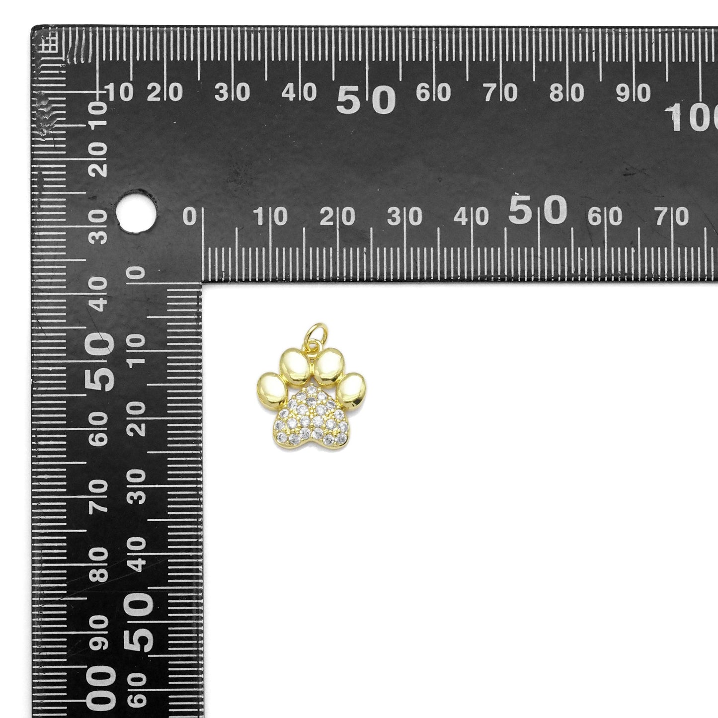 Gold Silver CZ Paw Print Charm, Sku#LK908