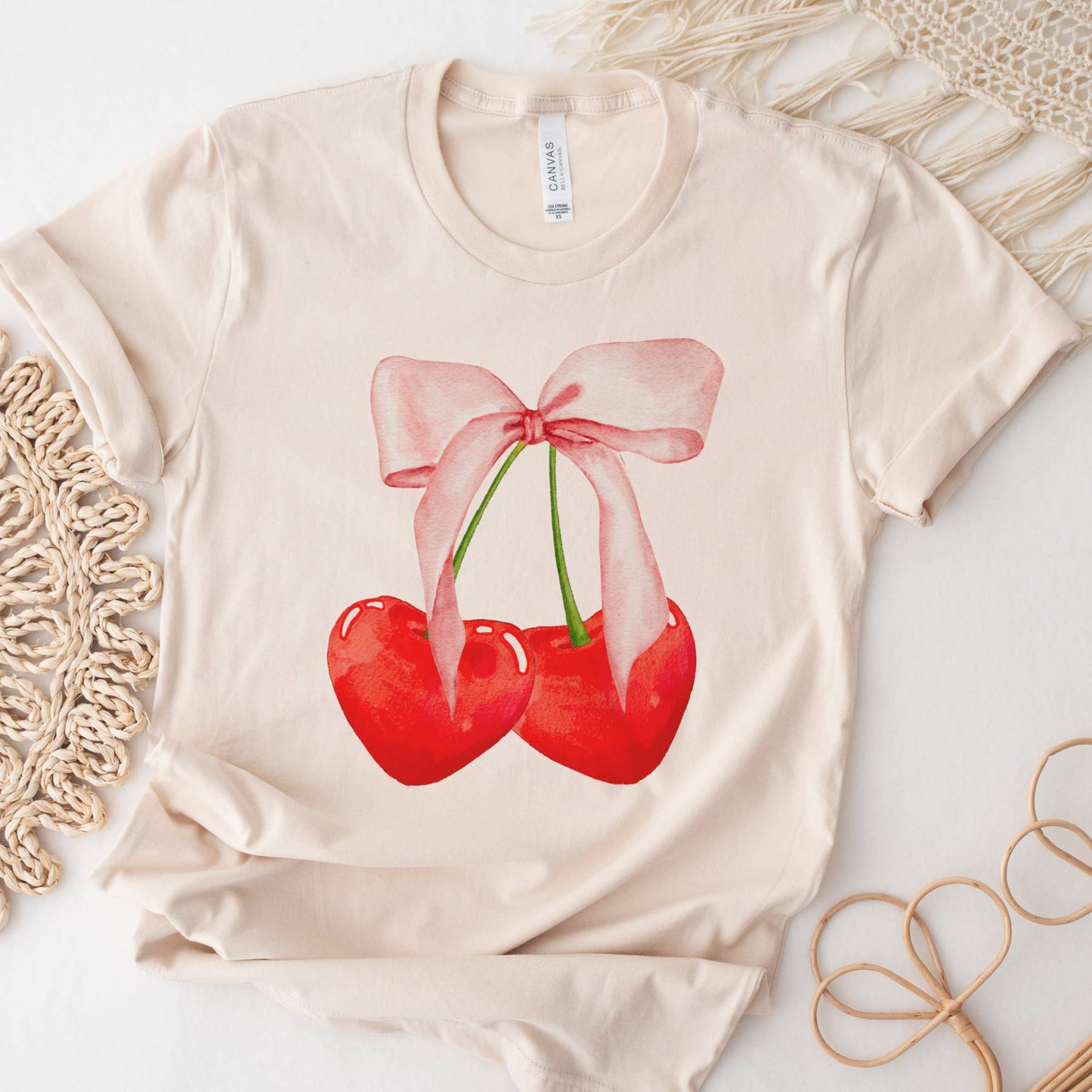Cherry Valentine T-Shirt coquette Heart Valentine Tee