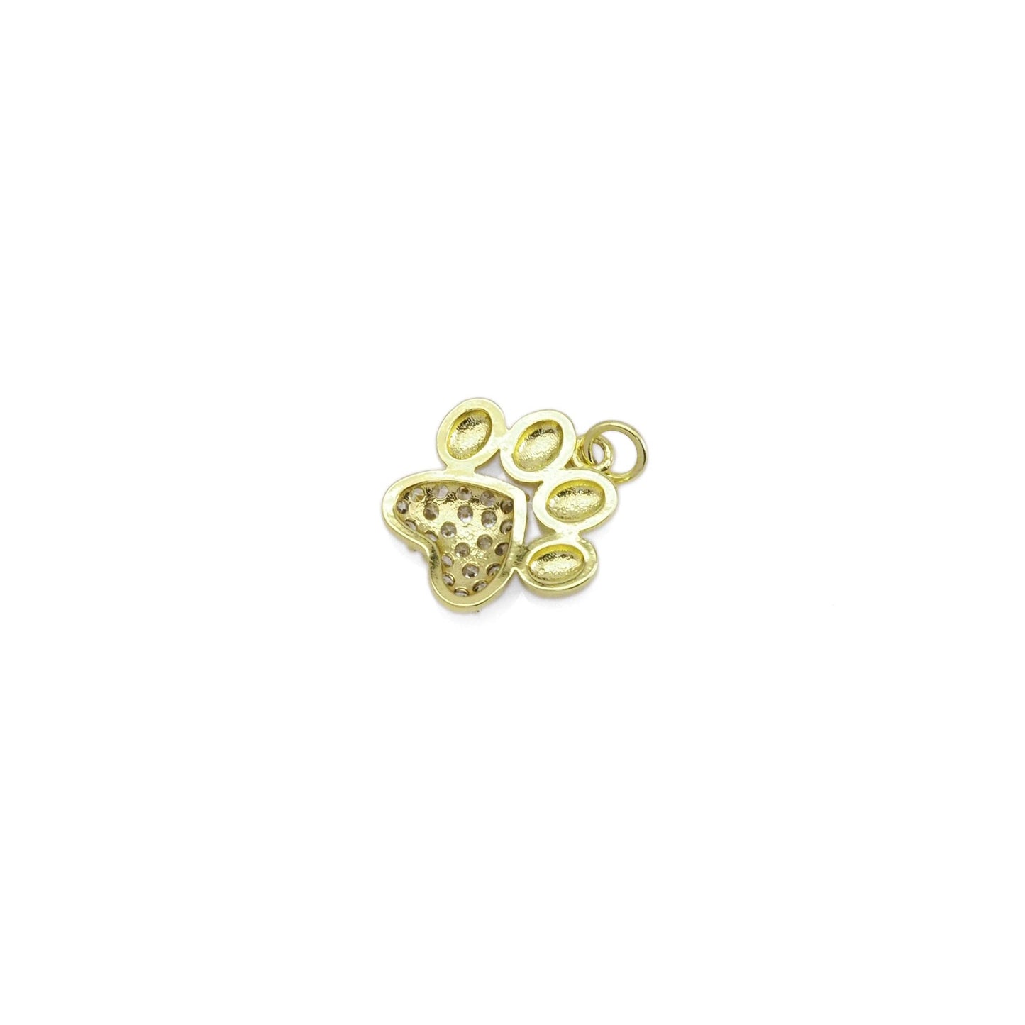 Gold Silver CZ Paw Print Charm, Sku#LK908