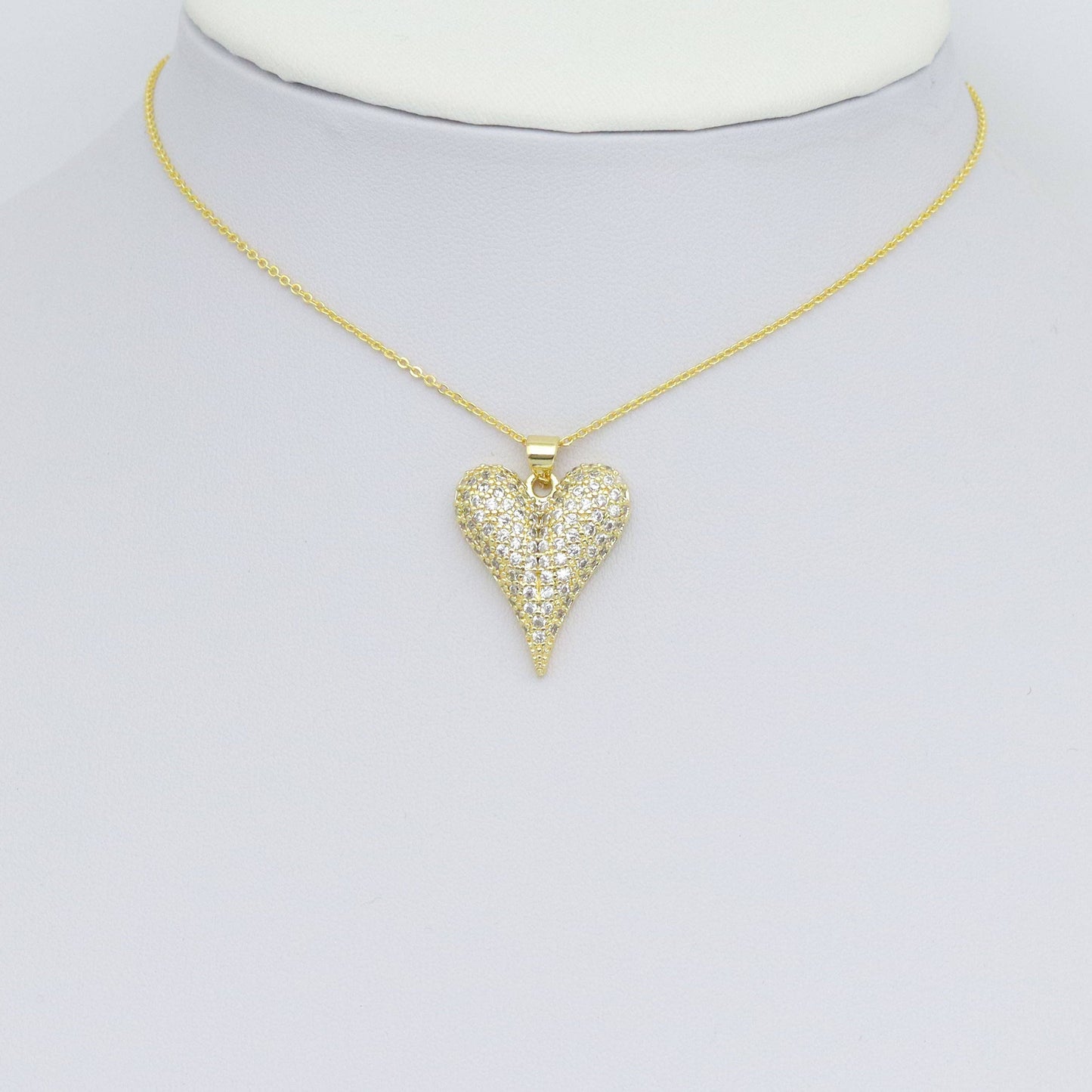 Clear CZ Gold Arrow Point Heart Shape Charm Pendant, Sku#LD654