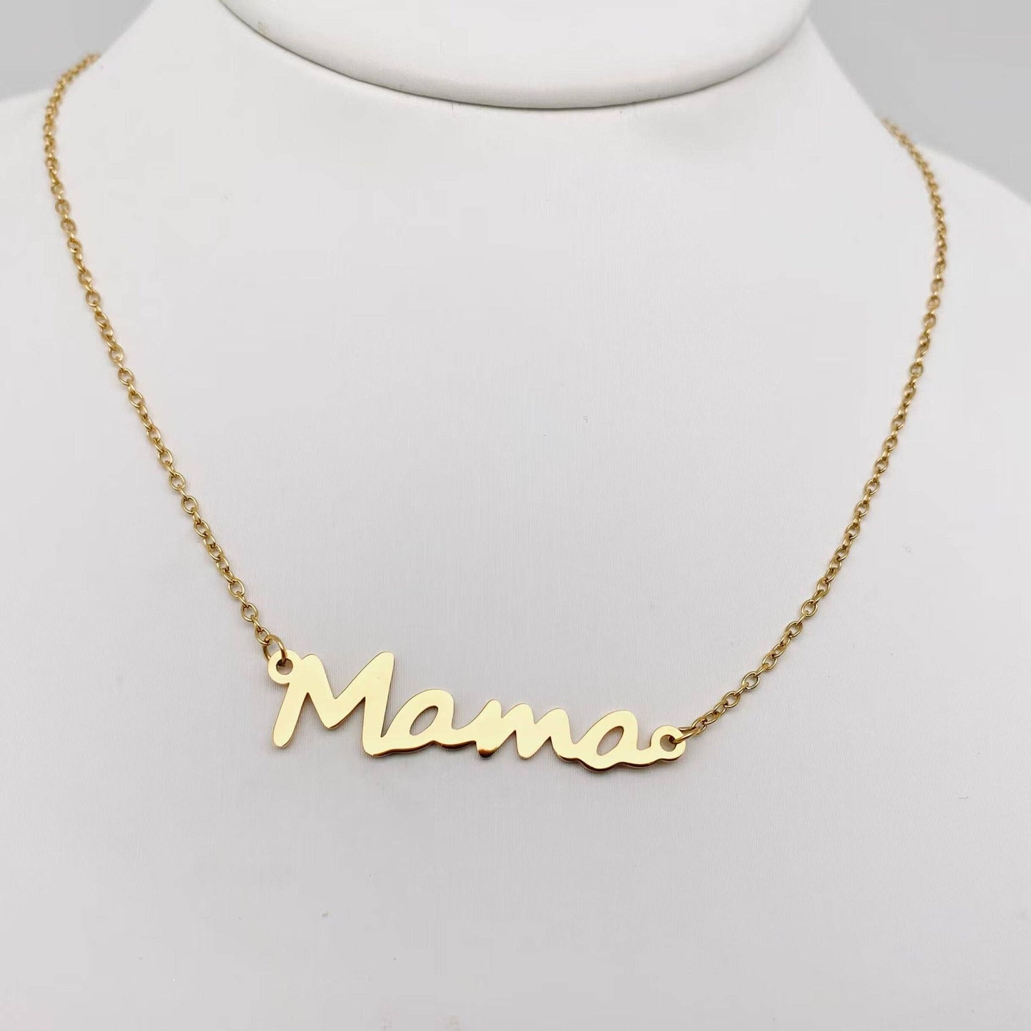 Mama Gold Plated Stainless Steel Charm Necklace - FGS