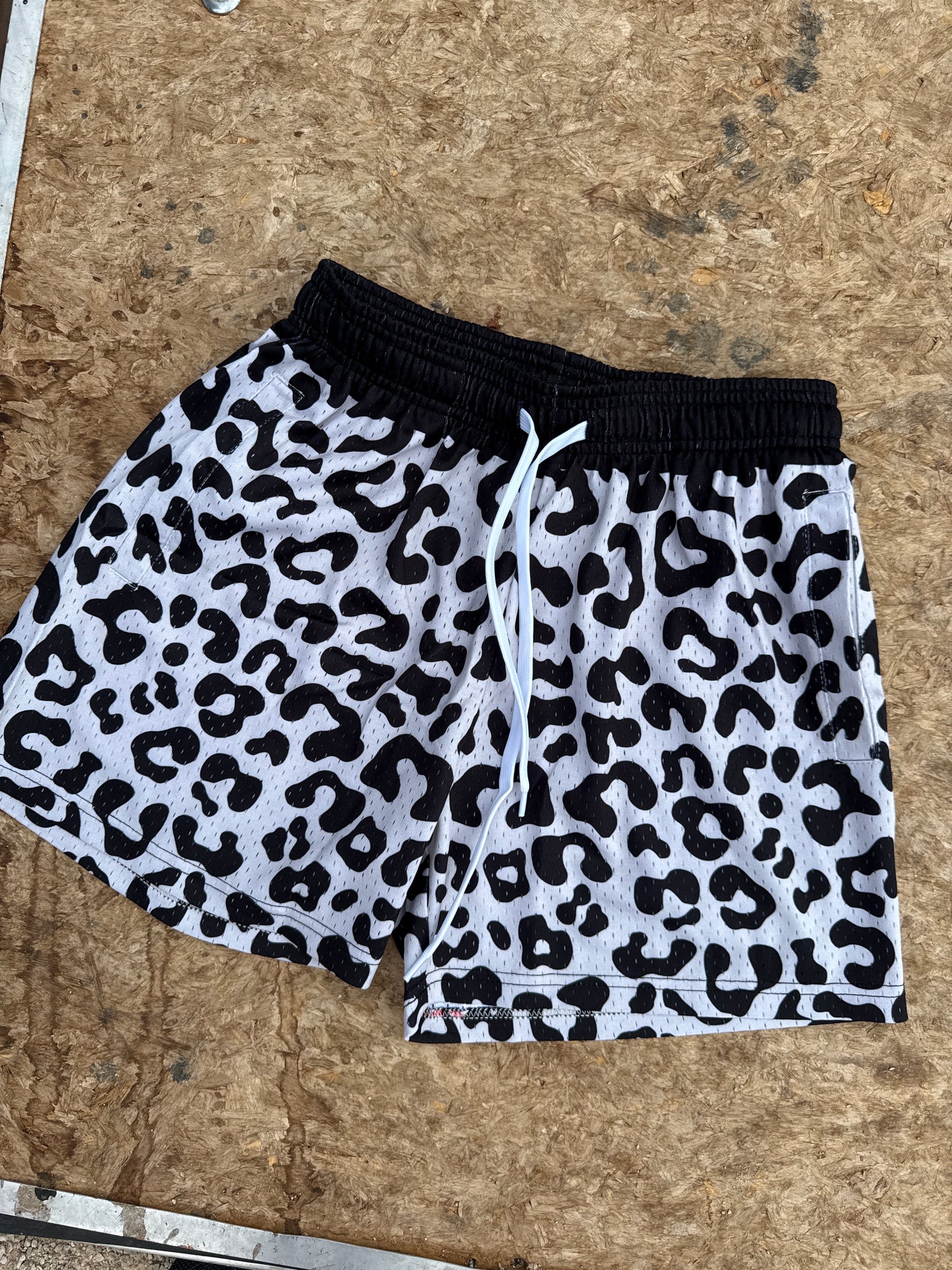 Leopard Print Mesh Shorts