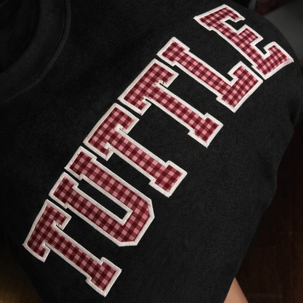 Gingham Embroidered Black Sweatshirt