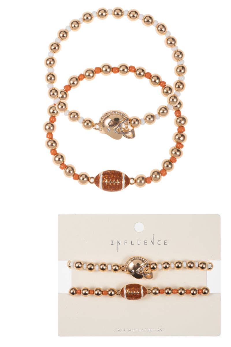 FOOTBALL SHAPED ENAMEL 2 SET STRETCH BRACELET