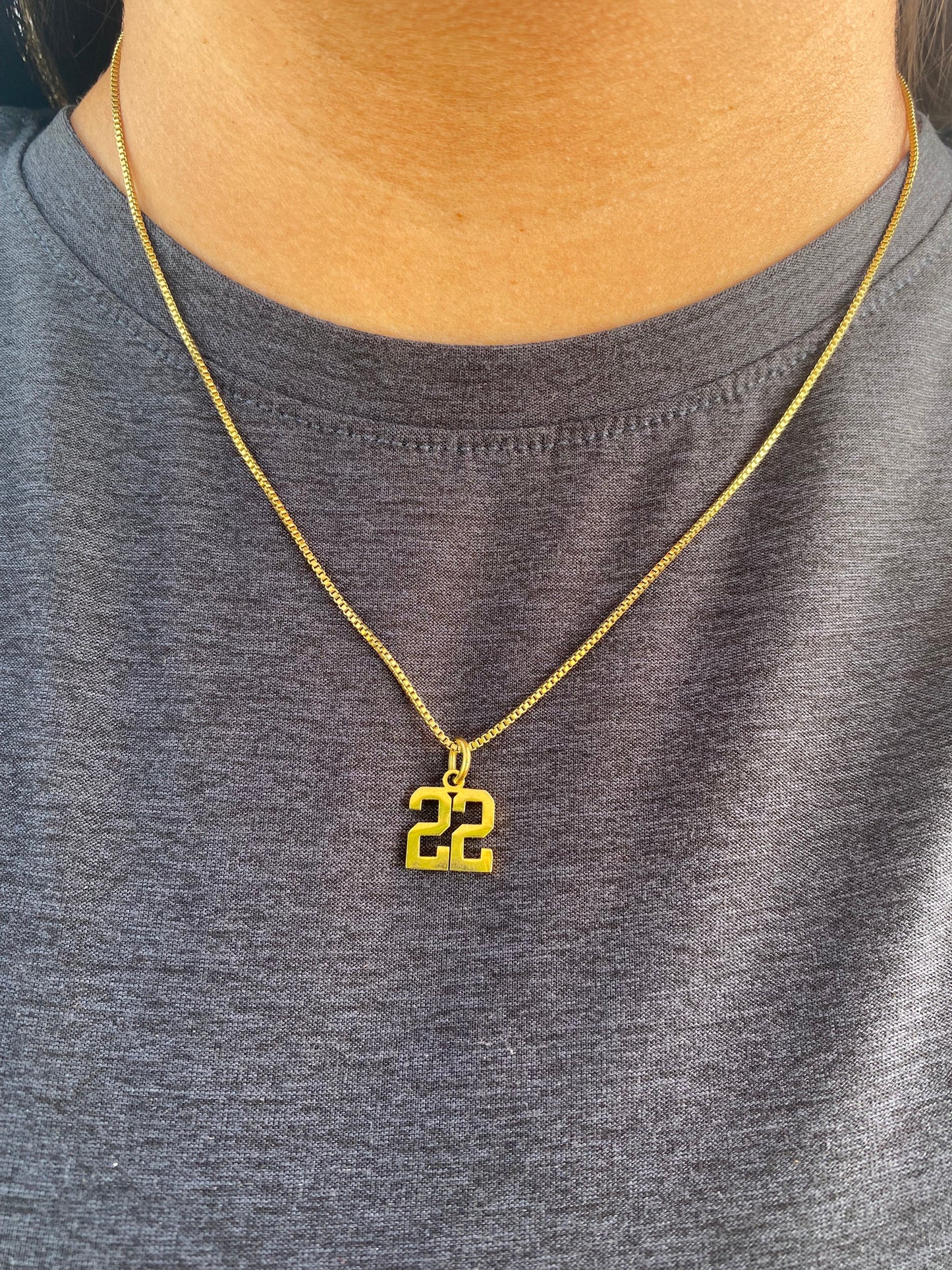18K Gold Pvd Stainless Steel Dainty Number Charm Necklace
