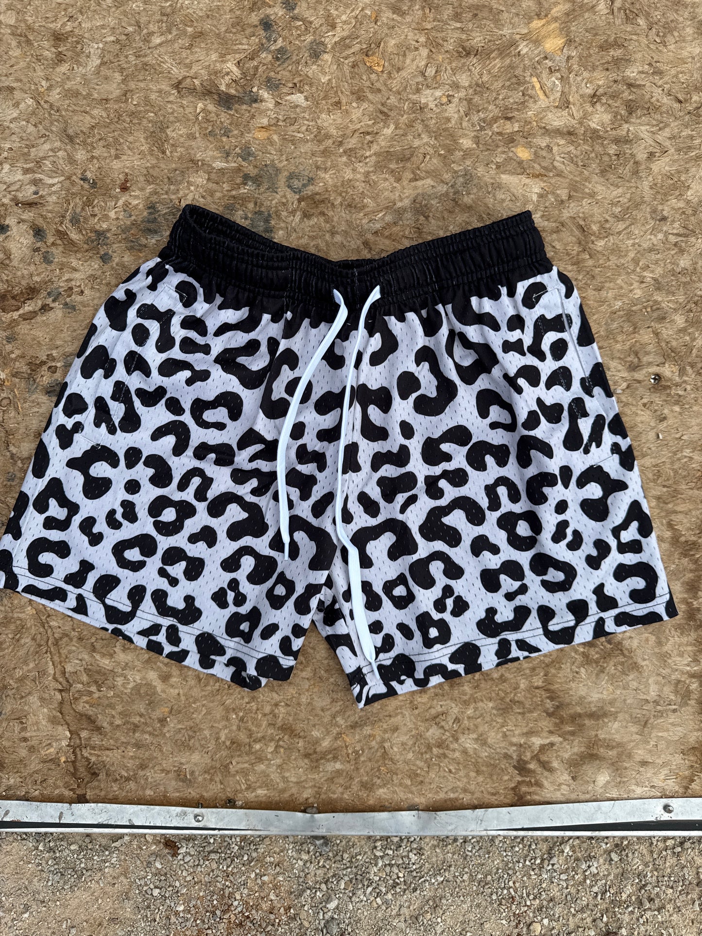 Leopard Print Mesh Shorts