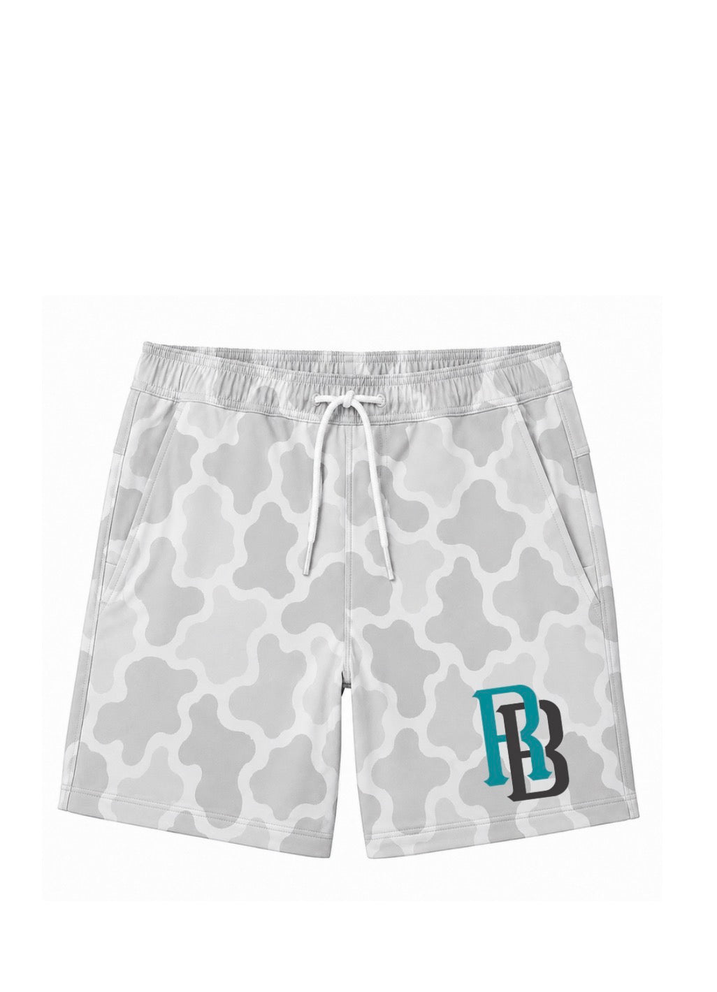 Camo teal logo shorts