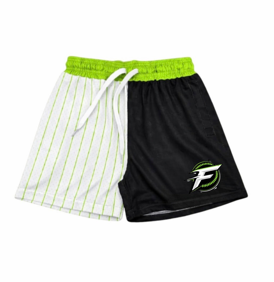 Green pinstripe shorts