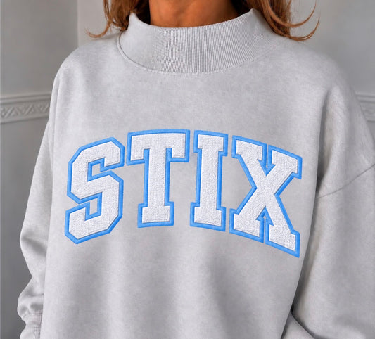 Stix embroidered mockneck