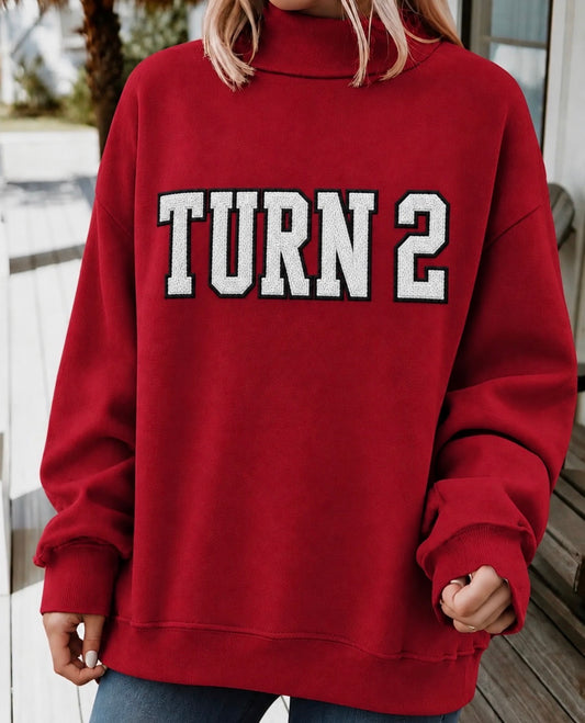 Turn 2 embroidered mockneck