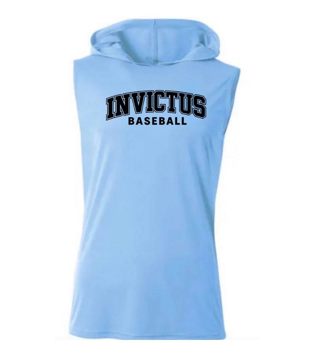 Blue Sleeveless Hooded Top
