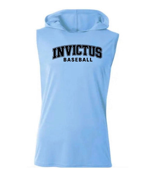 Blue Sleeveless Hooded Top