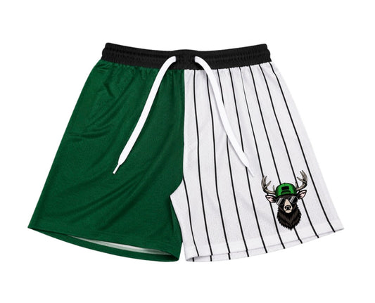 Two toned pinstripe shorts