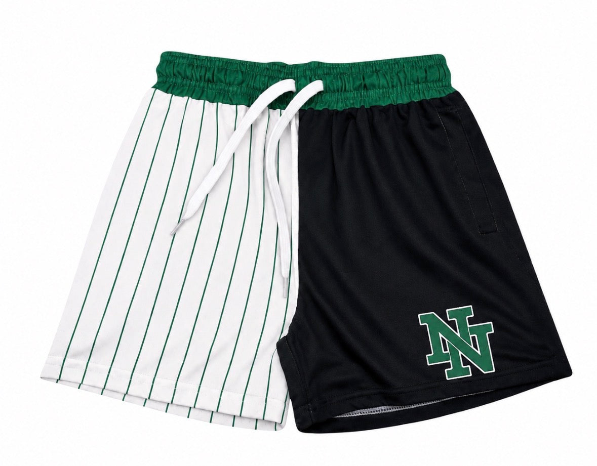 Two toned pinstripe shorts
