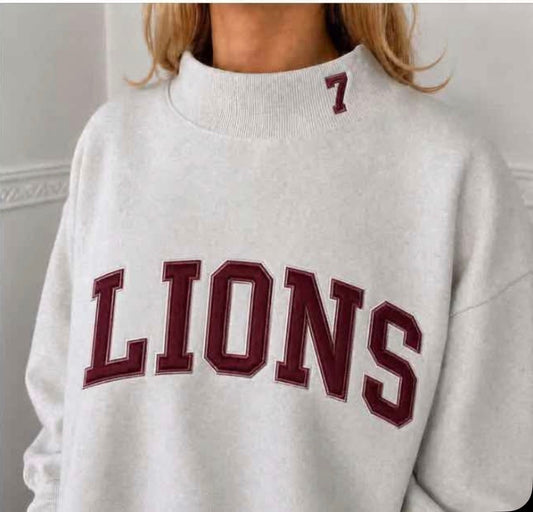 Lions embroidered mockneck