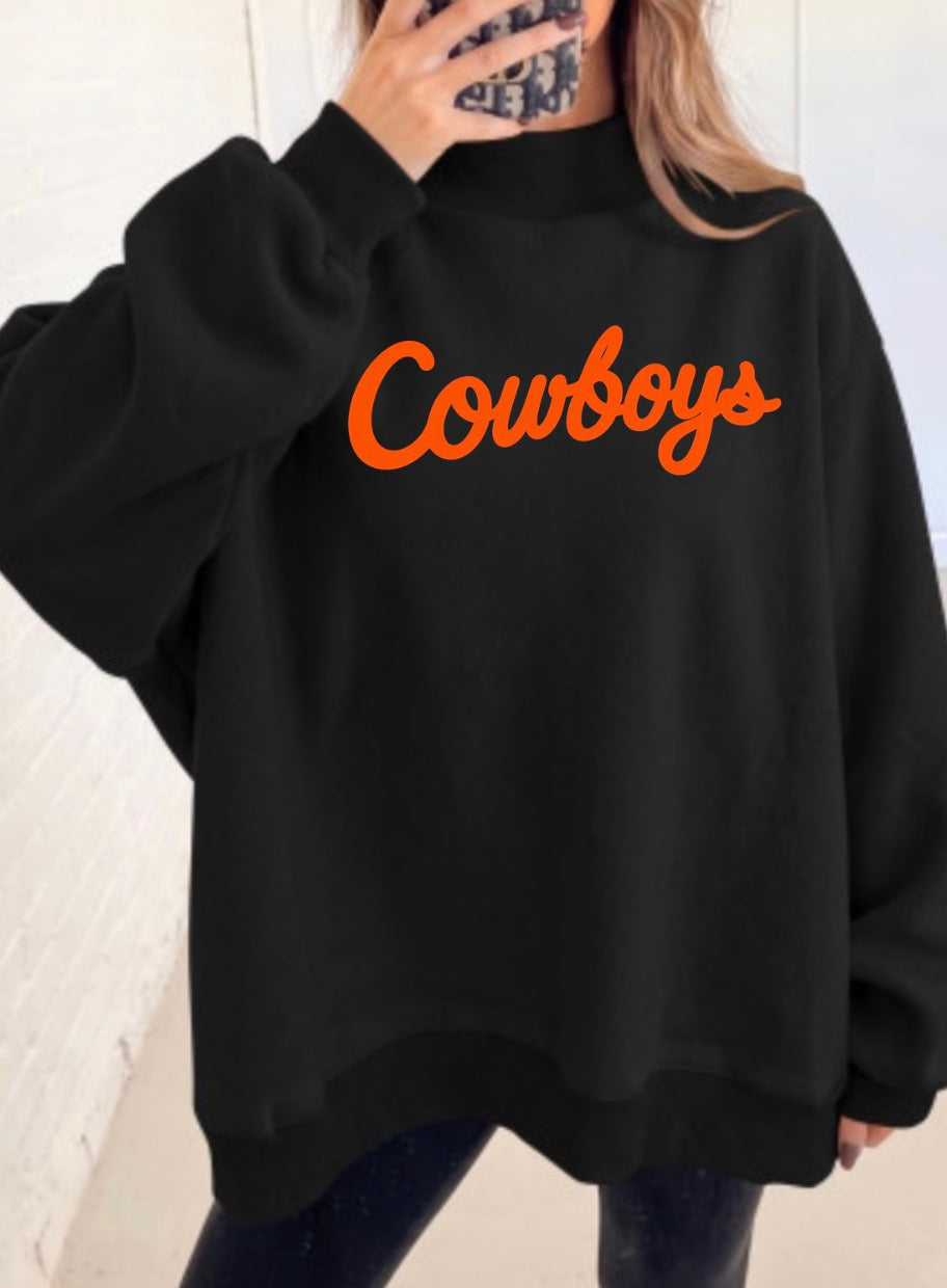 Cowboys puff print mockneck