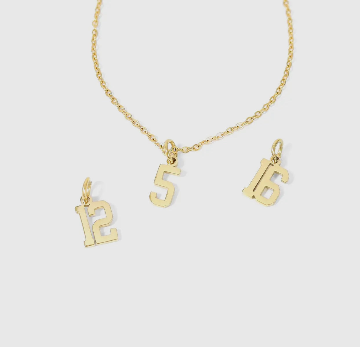 18K Gold Pvd Stainless Steel Dainty Number Charm Necklace