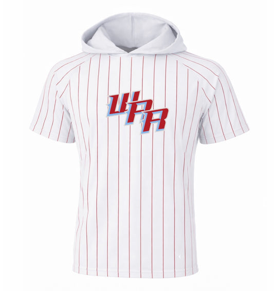 WAR white pinstripe hooded top