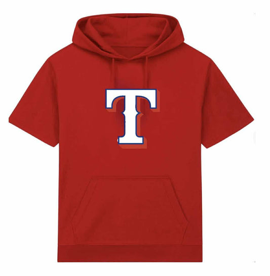 T fleece hooded short sleeve hoodie