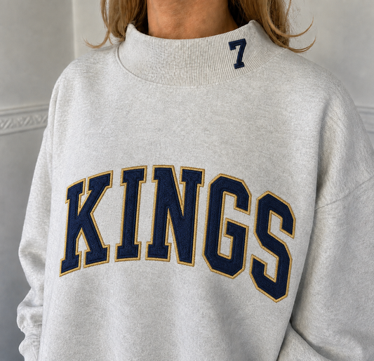 Embroidered Kings Mock neck