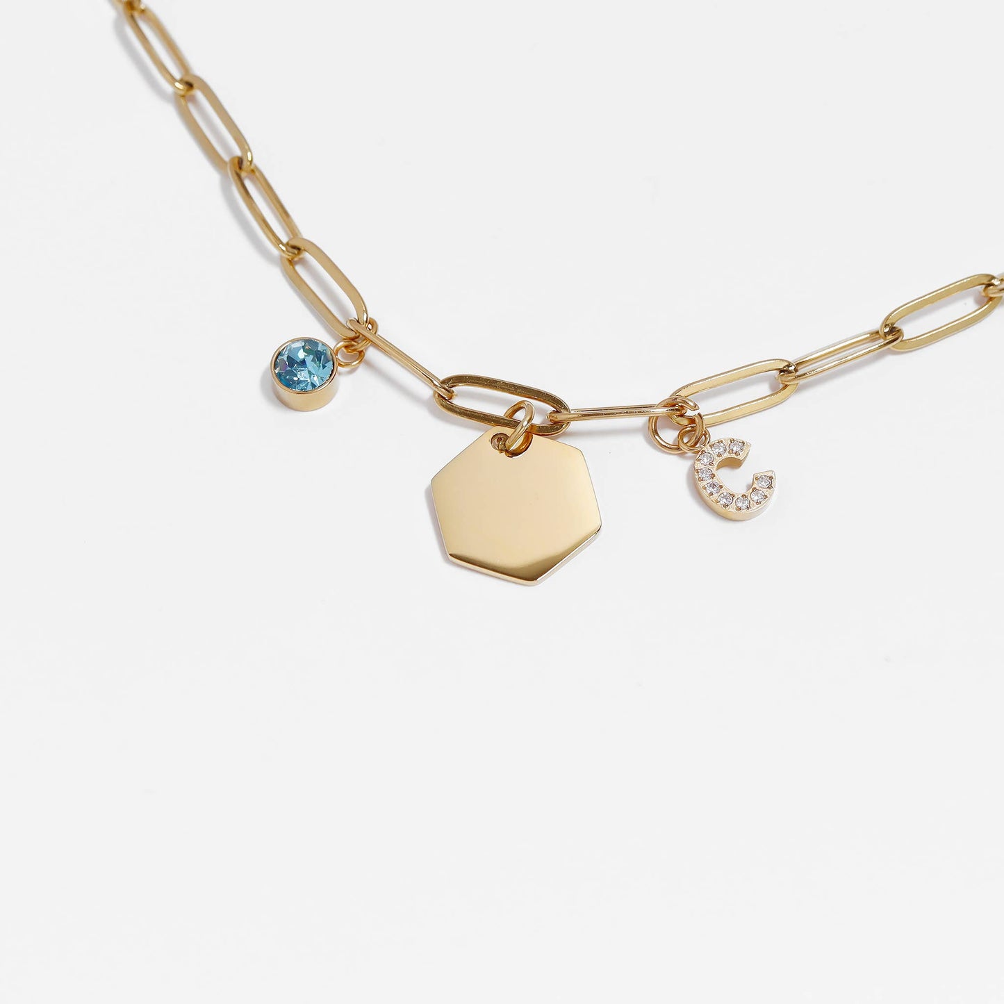 18K Gold PVD Cubic Zirconia Birthstone Charm