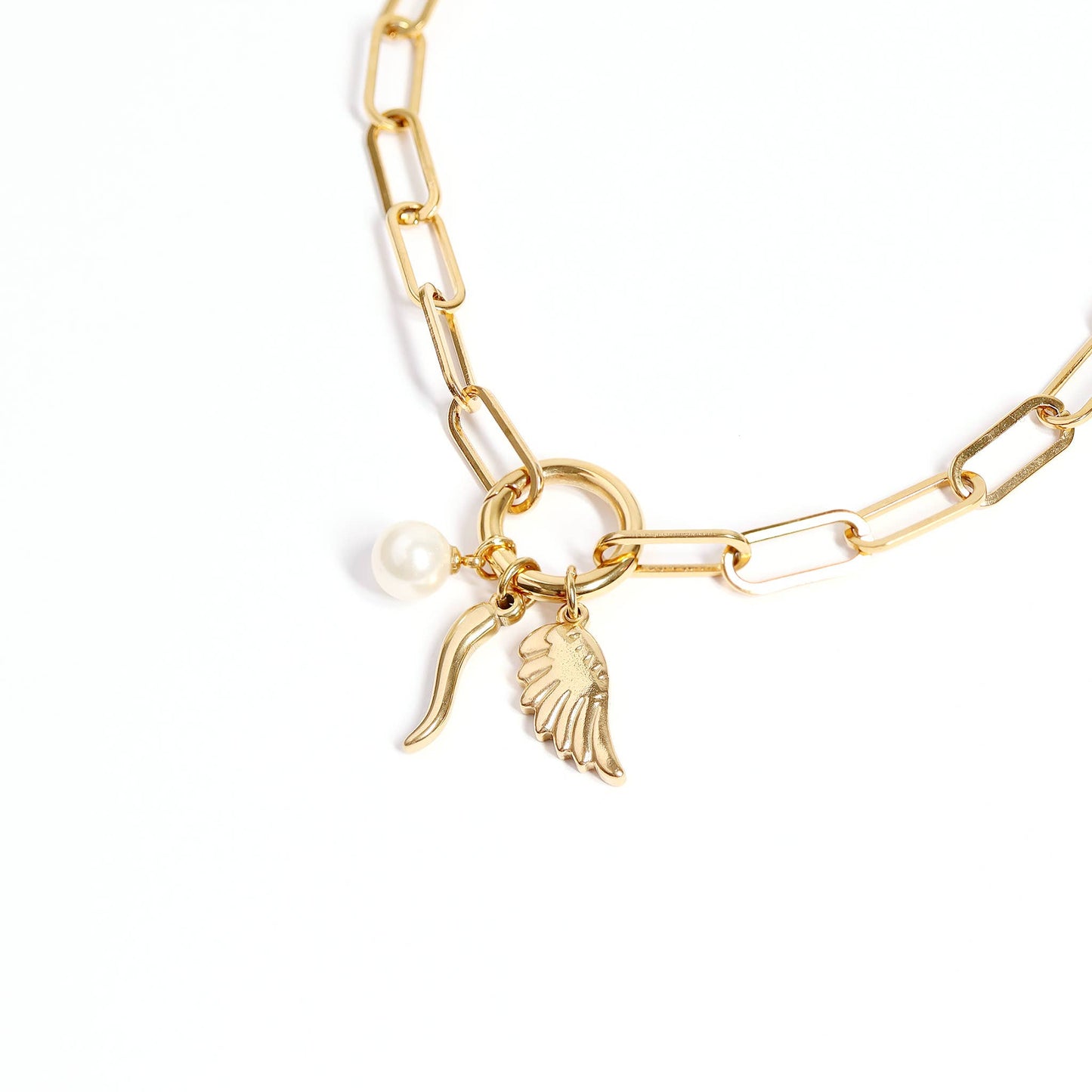 18K Gold PVD Stainless Steel Small Angel Wing Charm