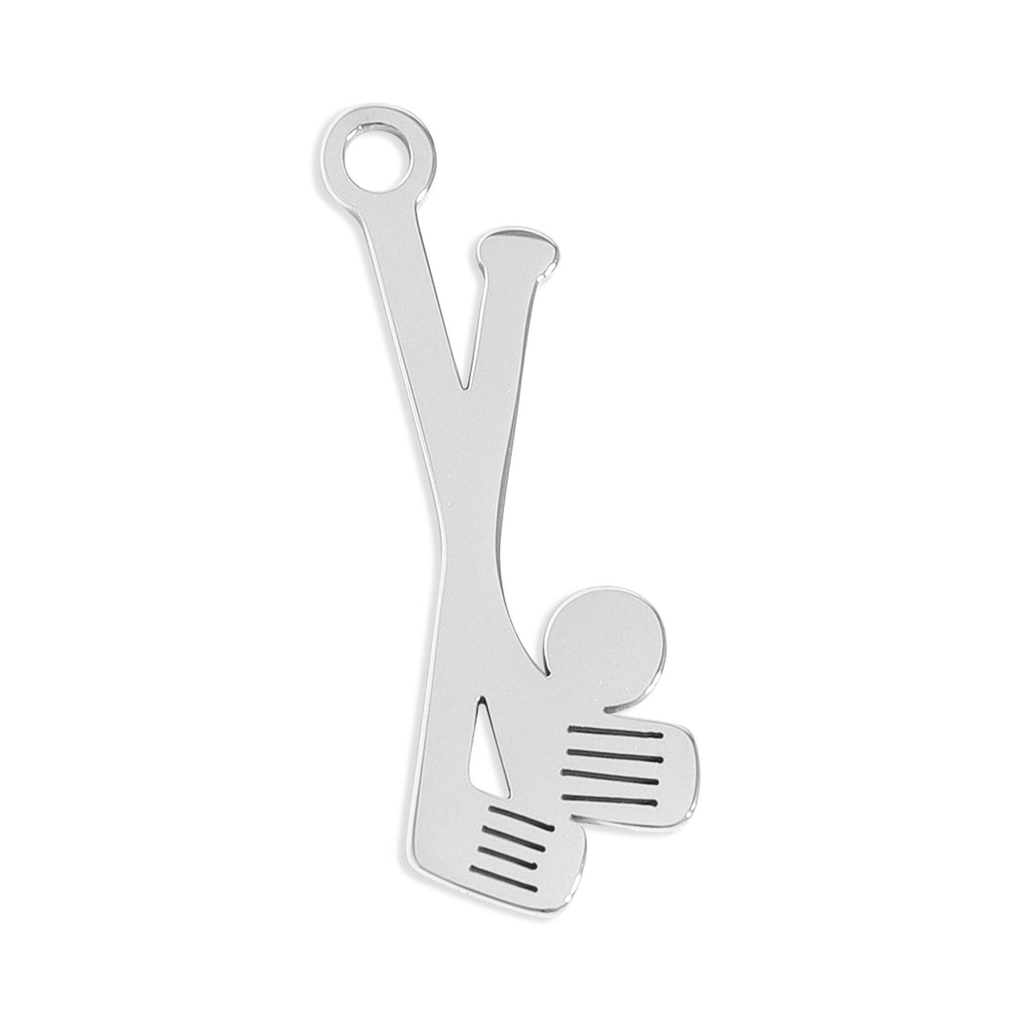 18K Gold PVD Stainless Steel Golf Club Charm